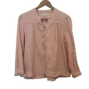 Xirena Peach Gauze Popover Henley Long Sleeve Top Size S
